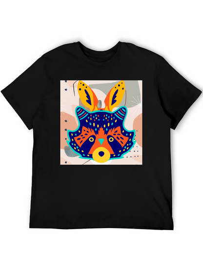 Funky Raccoon Graphic Tee - Stylish Mens Black T-Shirt