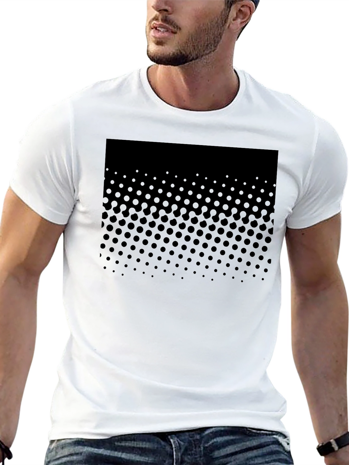 Modern Black Dotted Graphic Tee