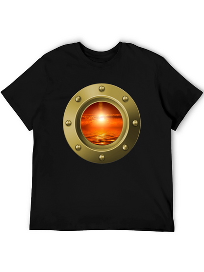 Nautical Porthole Sunset T-Shirt - Ocean View Tee