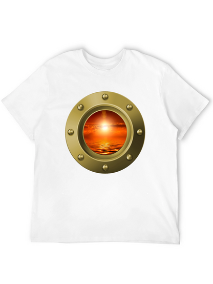 Nautical Porthole Sunset T-Shirt - Ocean View Tee