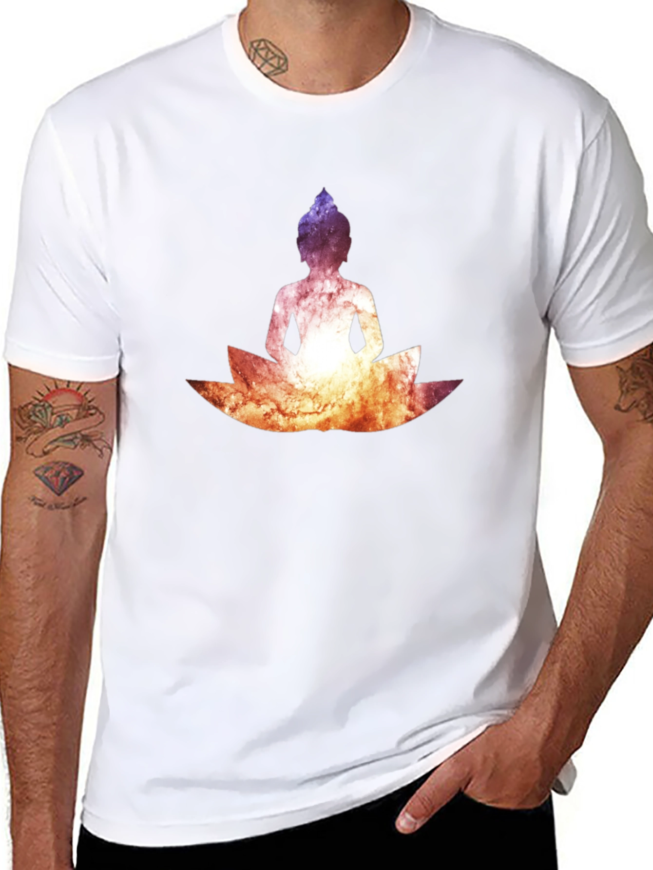 Buddha Lotus Graphic Tee - Cosmic Black T-Shirt
