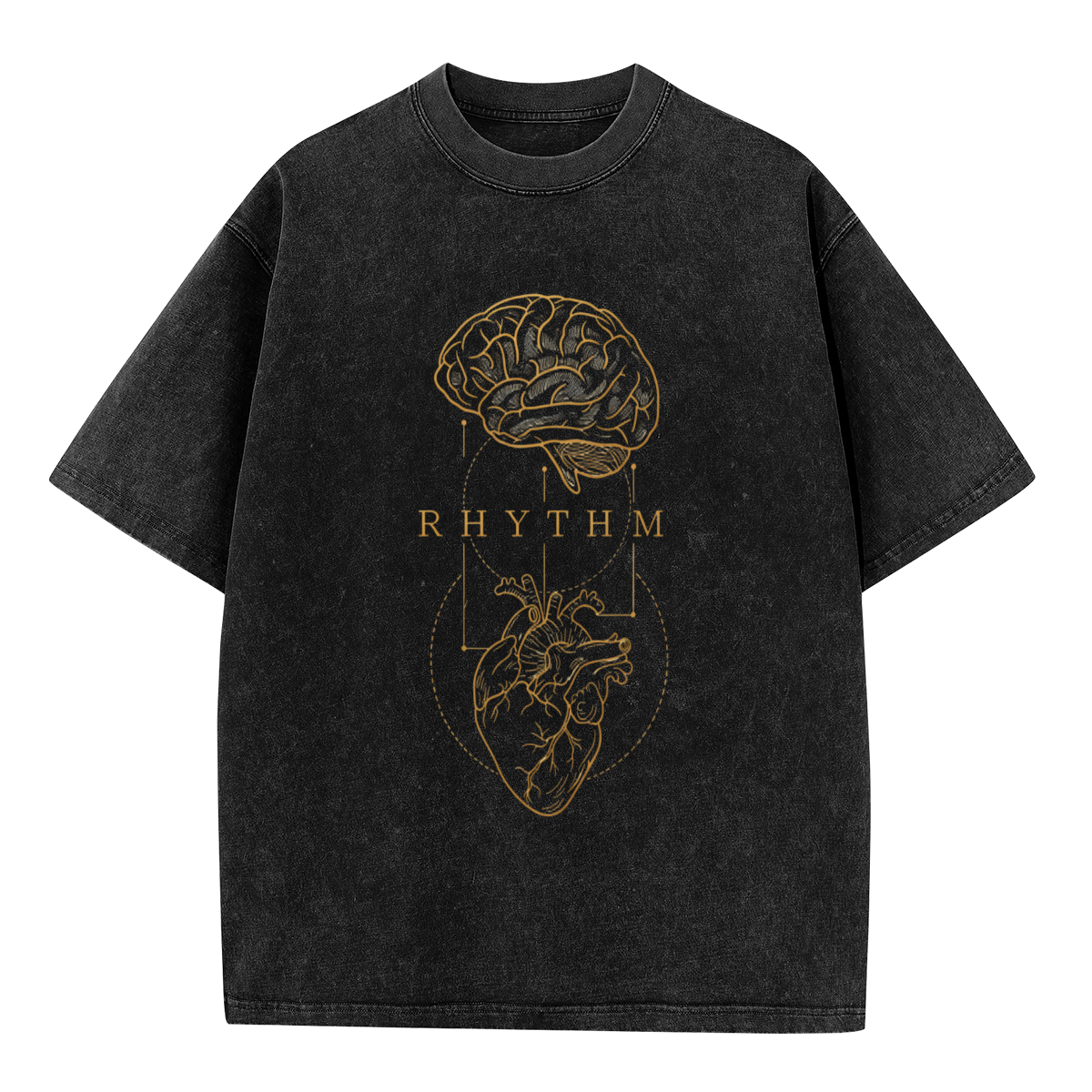 Brain And Heart Rhythm Line Art