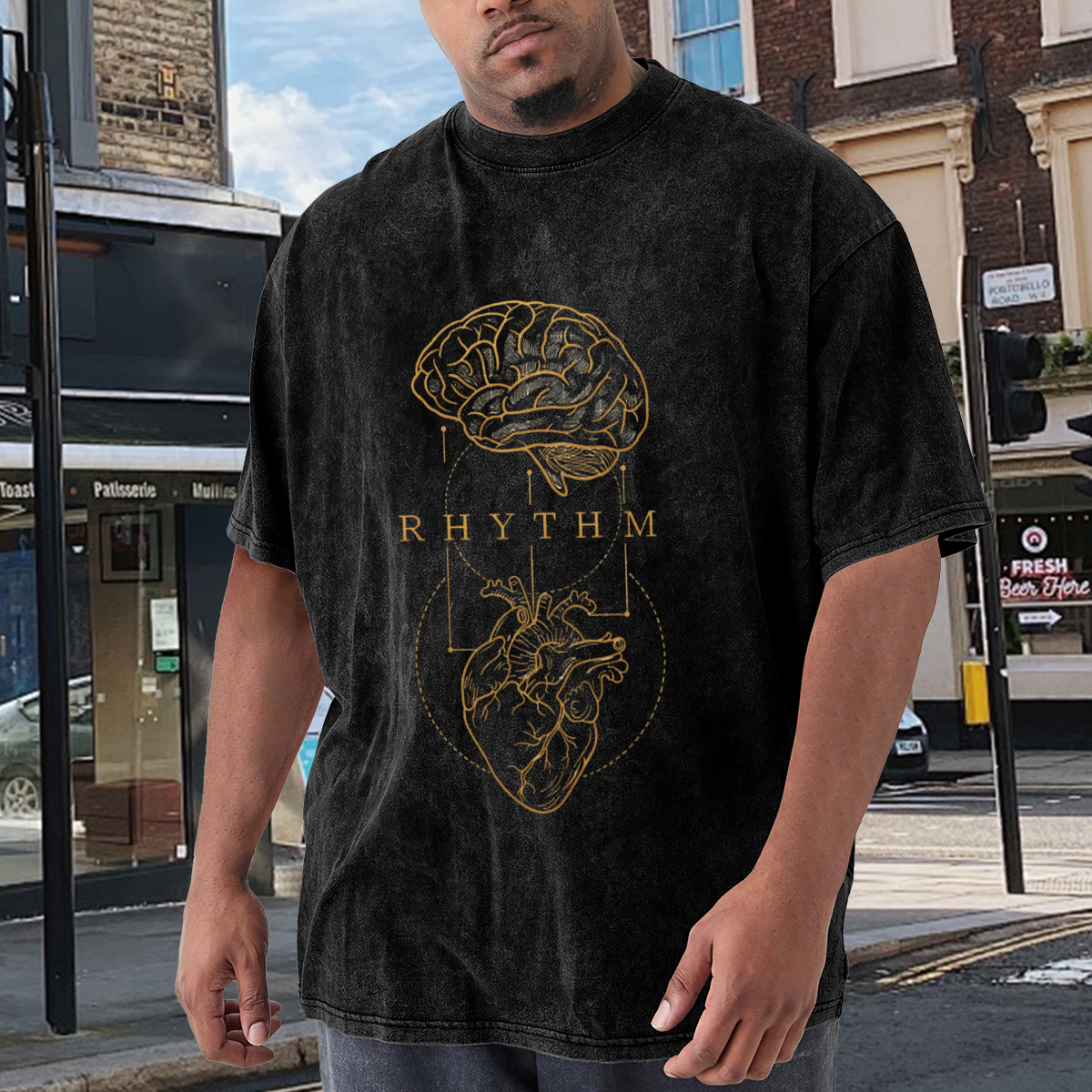Brain And Heart Rhythm Line Art
