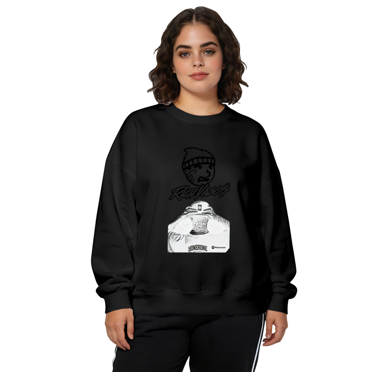Street Hip?Hop Character Art Graphic Crewneck Sweatshirt