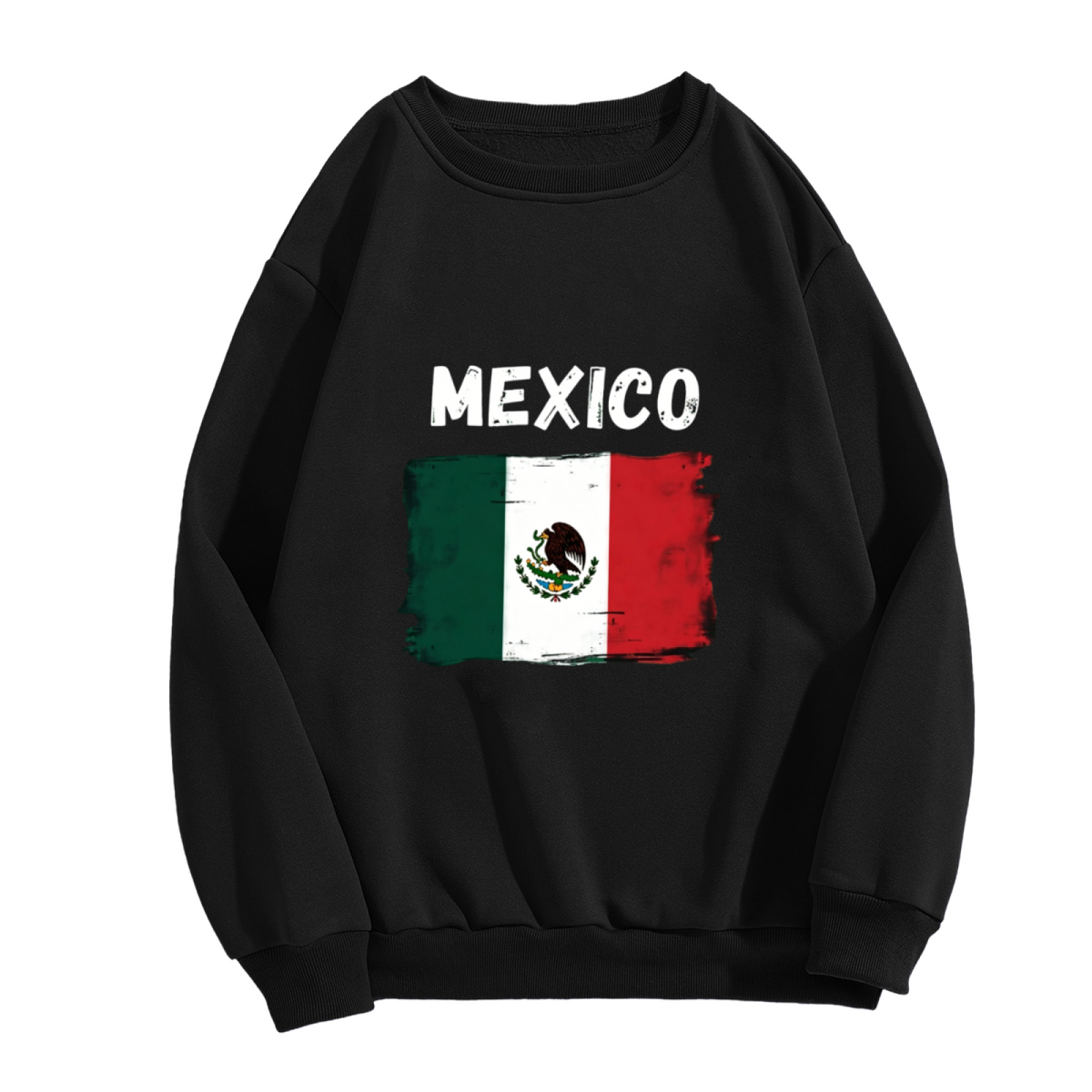 Vintage Distressed Mexico National Flag Print Crewneck Sweatshirt