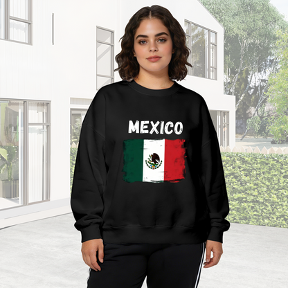 Vintage Distressed Mexico National Flag Print Crewneck Sweatshirt