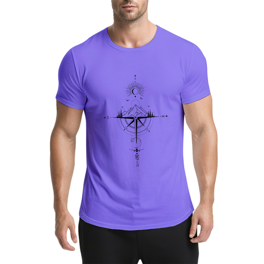 Boho Mountain Compass Sun Moon Wanderlust Travel Tee