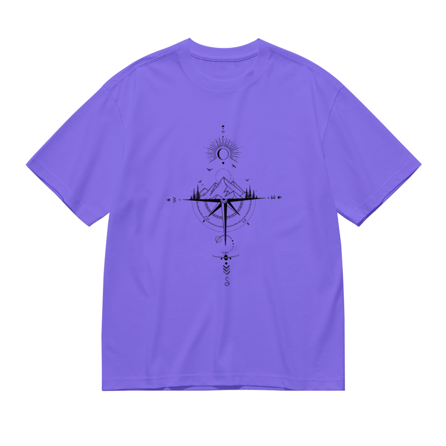 Boho Mountain Compass Sun Moon Wanderlust Travel Tee