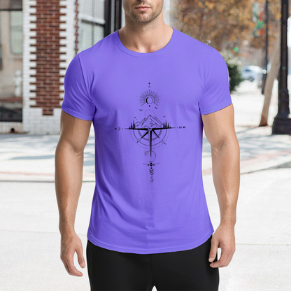 Boho Mountain Compass Sun Moon Wanderlust Travel Tee