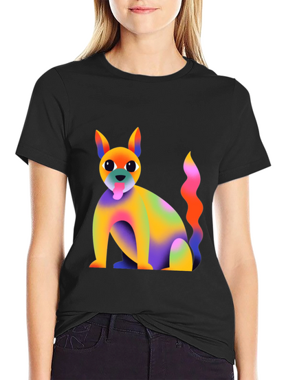 Rainbow Dog Graphic T-Shirt - Quirky and Fun!