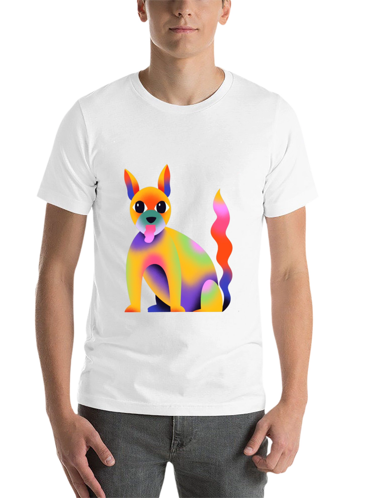 Rainbow Dog Graphic T-Shirt - Quirky and Fun!