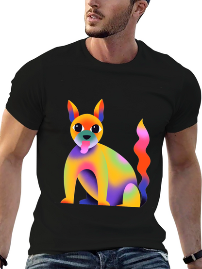 Rainbow Dog Graphic T-Shirt - Quirky and Fun!