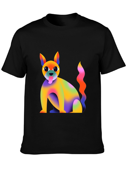 Rainbow Dog Graphic T-Shirt - Quirky and Fun!