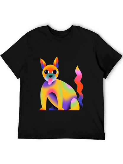 Rainbow Dog Graphic T-Shirt - Quirky and Fun!