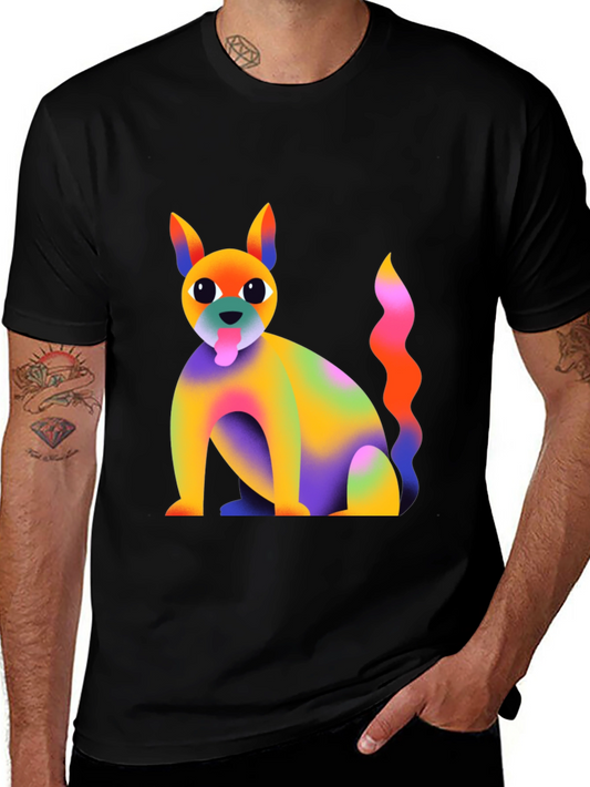 Rainbow Dog Graphic T-Shirt - Quirky and Fun!
