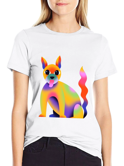 Rainbow Dog Graphic T-Shirt - Quirky and Fun!