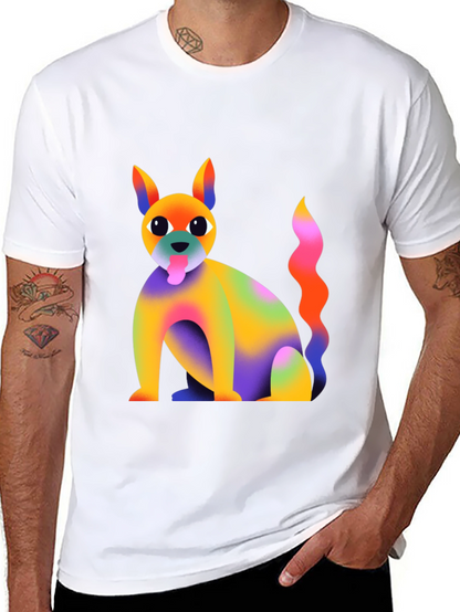Rainbow Dog Graphic T-Shirt - Quirky and Fun!