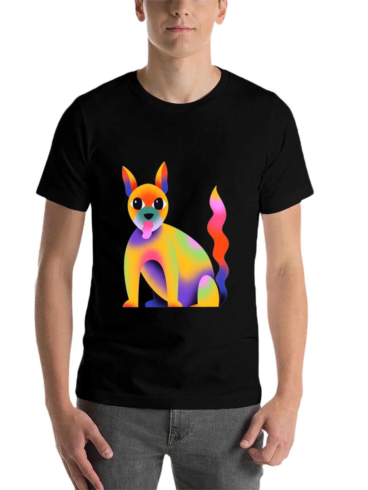 Rainbow Dog Graphic T-Shirt - Quirky and Fun!