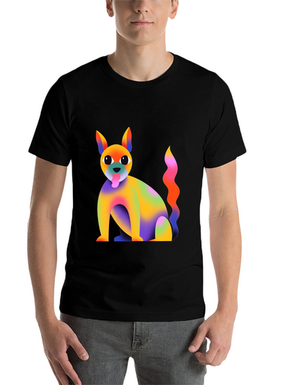 Rainbow Dog Graphic T-Shirt - Quirky and Fun!