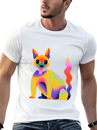 Rainbow Dog Graphic T-Shirt - Quirky and Fun!