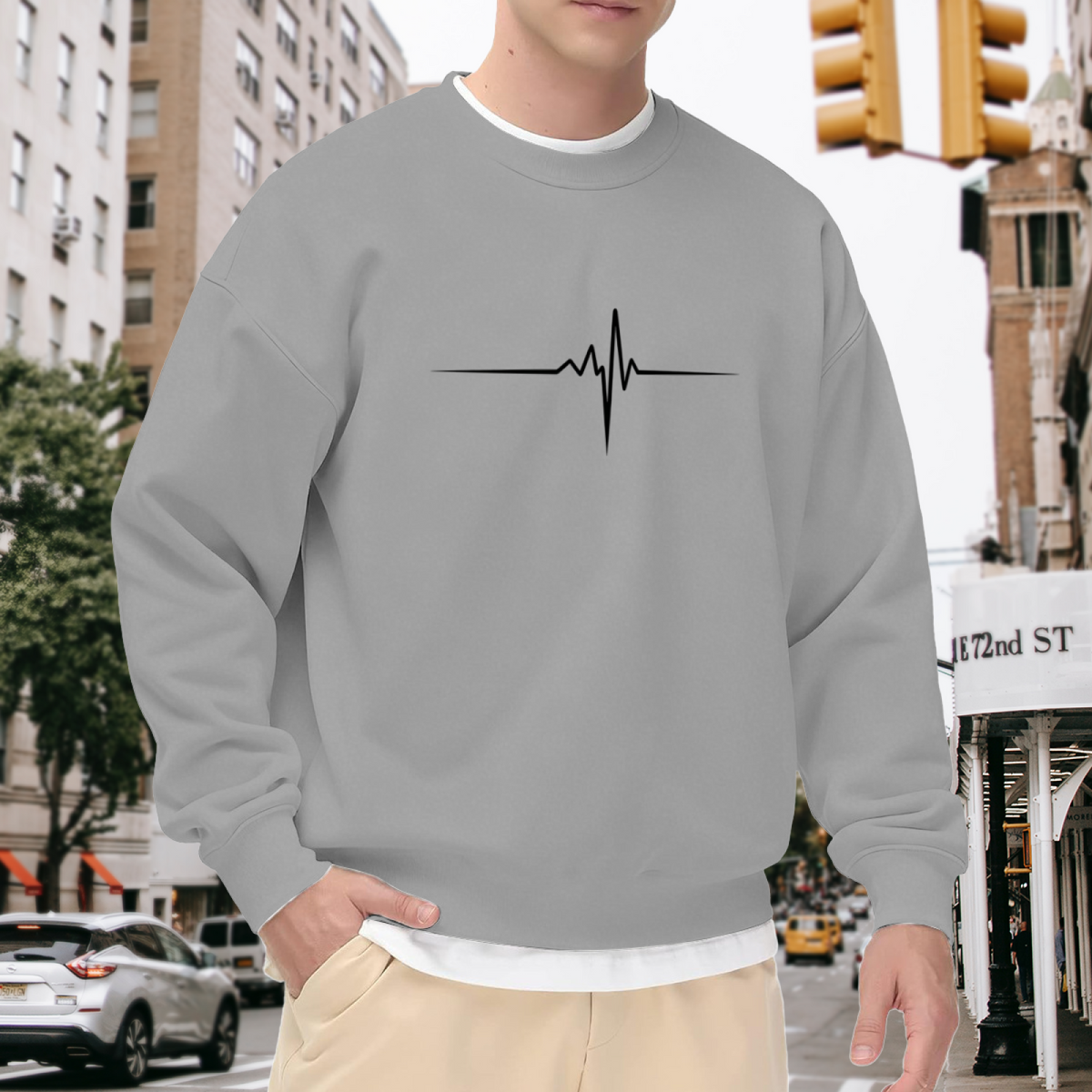 Minimal Heartbeat Line Simple Crewneck Sweatshirt