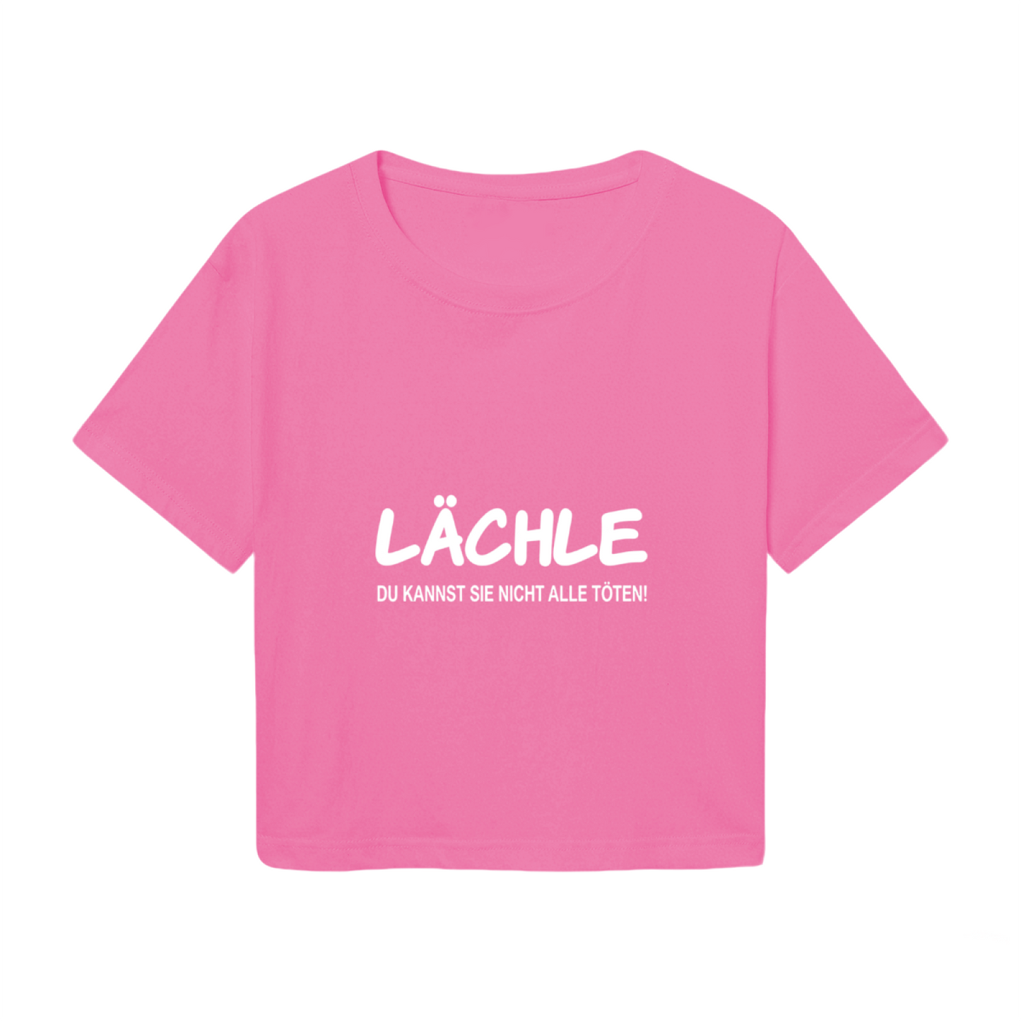 Cool German L?chle Slogan Minimal Hot Pink Crop Top