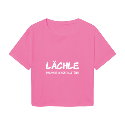 Cool German L?chle Slogan Minimal Hot Pink Crop Top