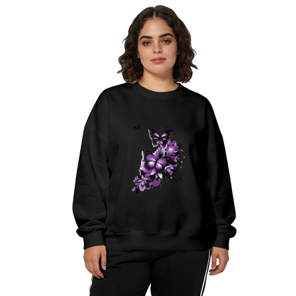 Moody Purple Butterfly Dark Floral Art Crewneck Sweatshirt