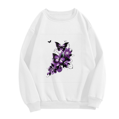 Moody Purple Butterfly Dark Floral Art Crewneck Sweatshirt