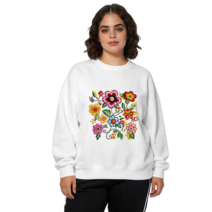 Vibrant Mexican Folk Floral Art Crewneck Sweatshirt