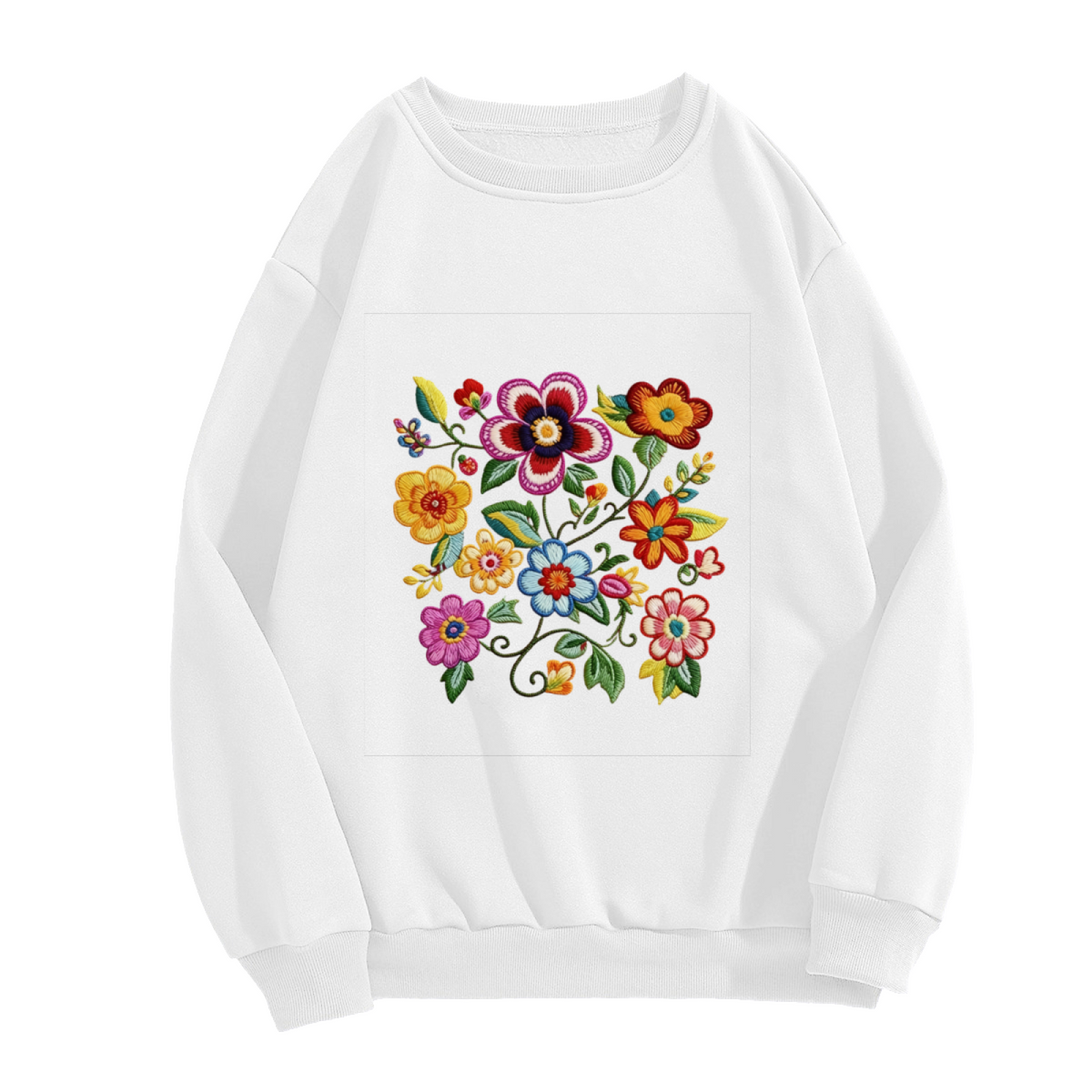 Vibrant Mexican Folk Floral Art Crewneck Sweatshirt