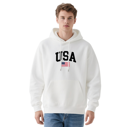 Retro USA Flag Varsity Letter Print Casual Hoodie For Men