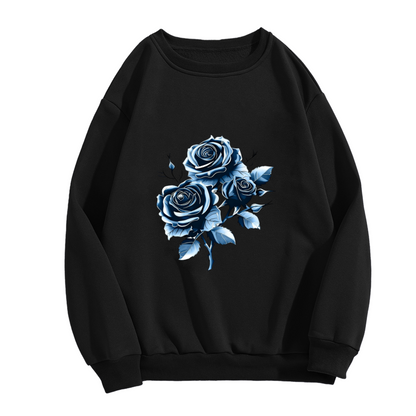Cool Moody Blue Rose Aesthetic Print Crewneck Sweatshirt
