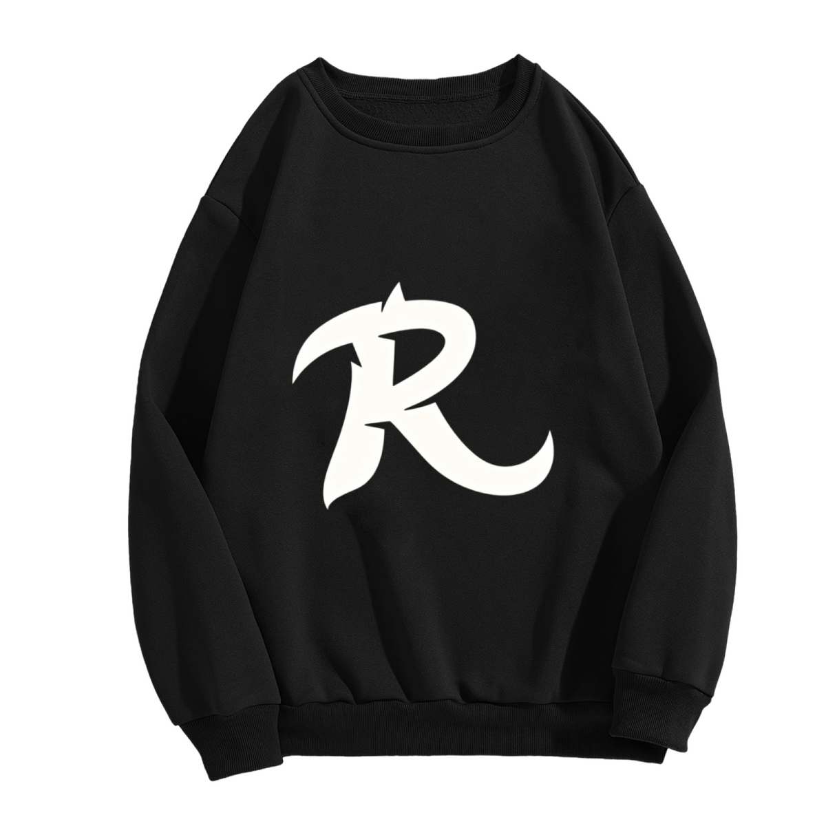Bold Stylized Letter R Street Statement Graphic Crewneck Sweatshirt