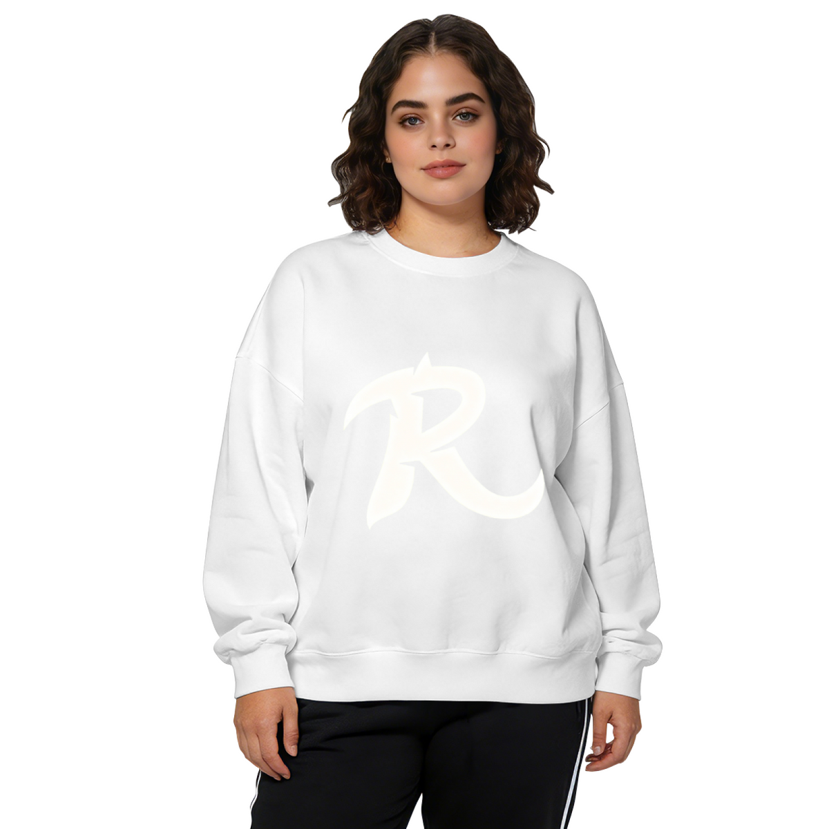 Bold Stylized Letter R Street Statement Graphic Crewneck Sweatshirt
