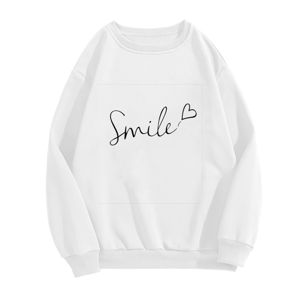 Minimal Smile Script Heart Accent Crewneck Sweatshirt