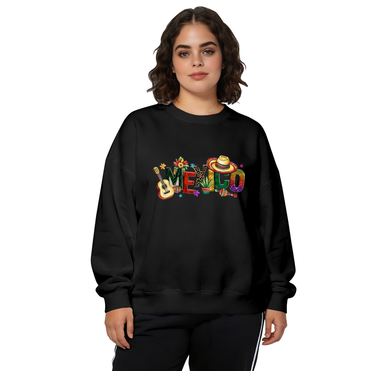 Vibrant Mexico Culture Theme Graphic Crewneck Sweatshirt