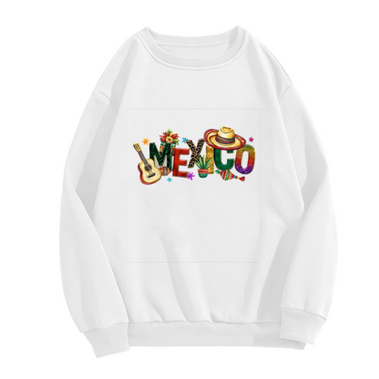 Vibrant Mexico Culture Theme Graphic Crewneck Sweatshirt