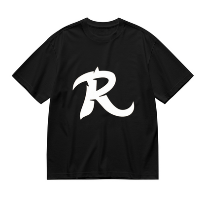 Edgy Tribal Stylized Letter R Monogram Minimal Black Graphic T-Shirt