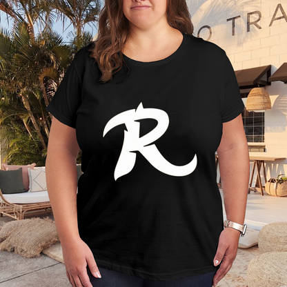 Edgy Tribal Stylized Letter R Monogram Minimal Black Graphic T-Shirt