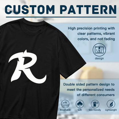 Edgy Tribal Stylized Letter R Monogram Minimal Black Graphic T-Shirt