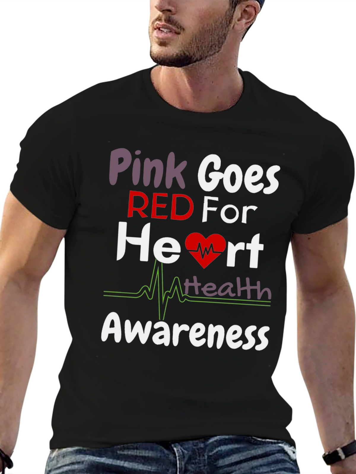 Pink Goes Red Heart Health Awareness T-Shirt