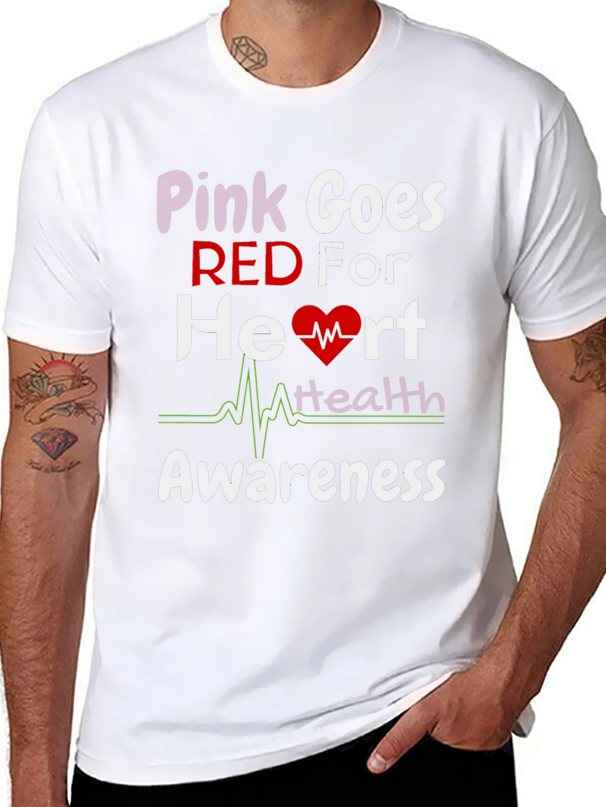 Pink Goes Red Heart Health Awareness T-Shirt