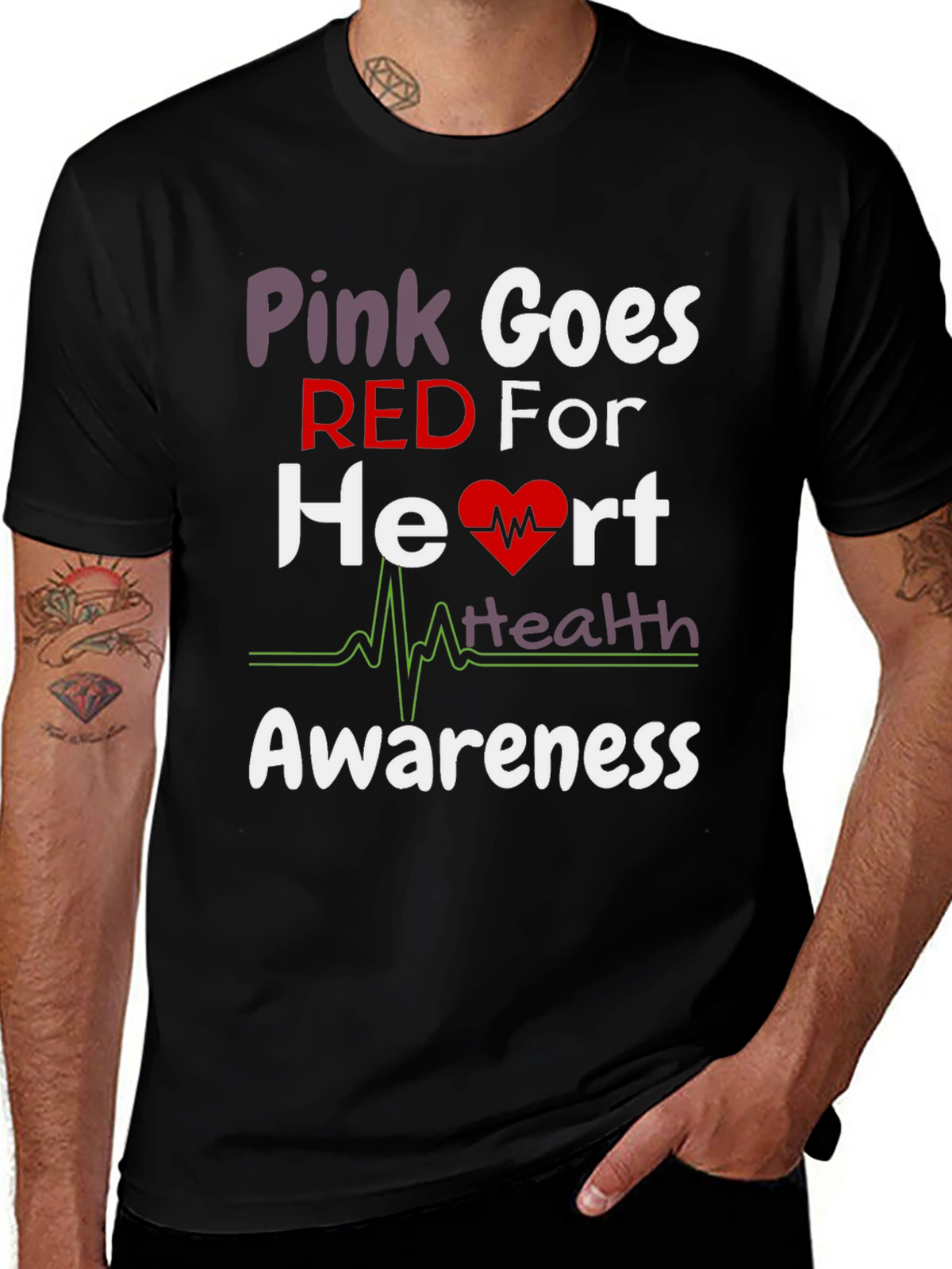 Pink Goes Red Heart Health Awareness T-Shirt