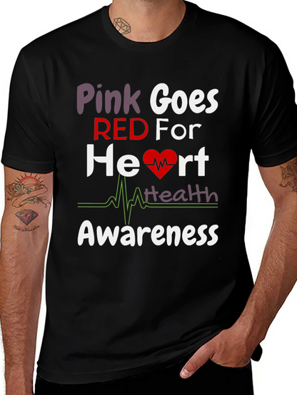 Pink Goes Red Heart Health Awareness T-Shirt