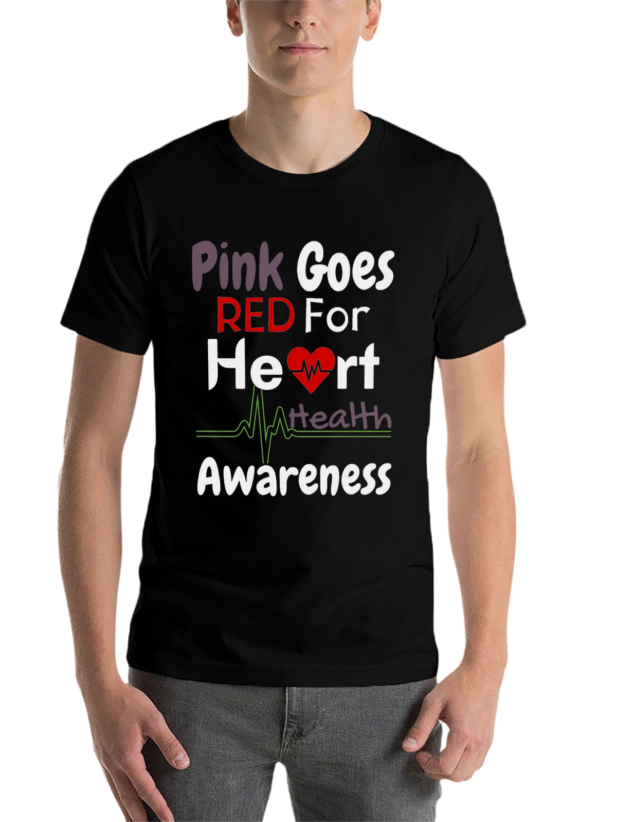 Pink Goes Red Heart Health Awareness T-Shirt