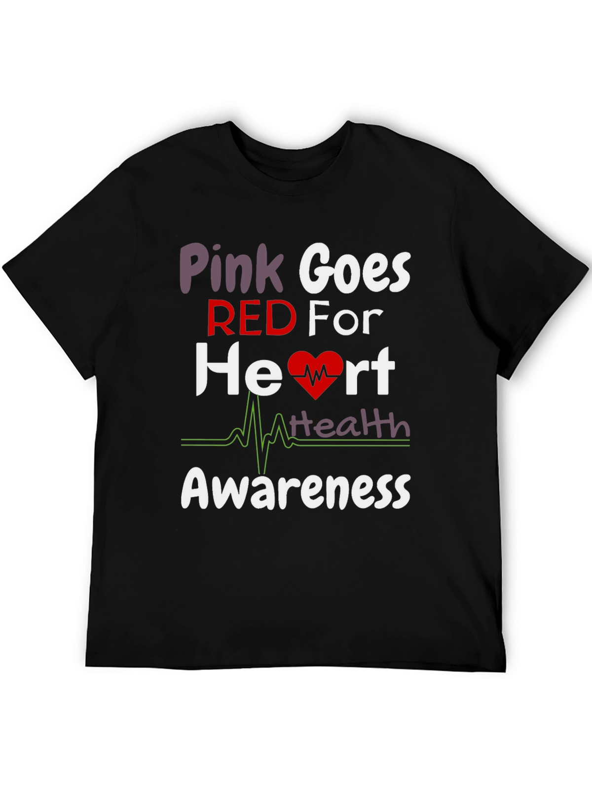Pink Goes Red Heart Health Awareness T-Shirt
