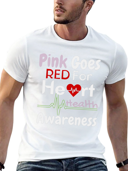 Pink Goes Red Heart Health Awareness T-Shirt