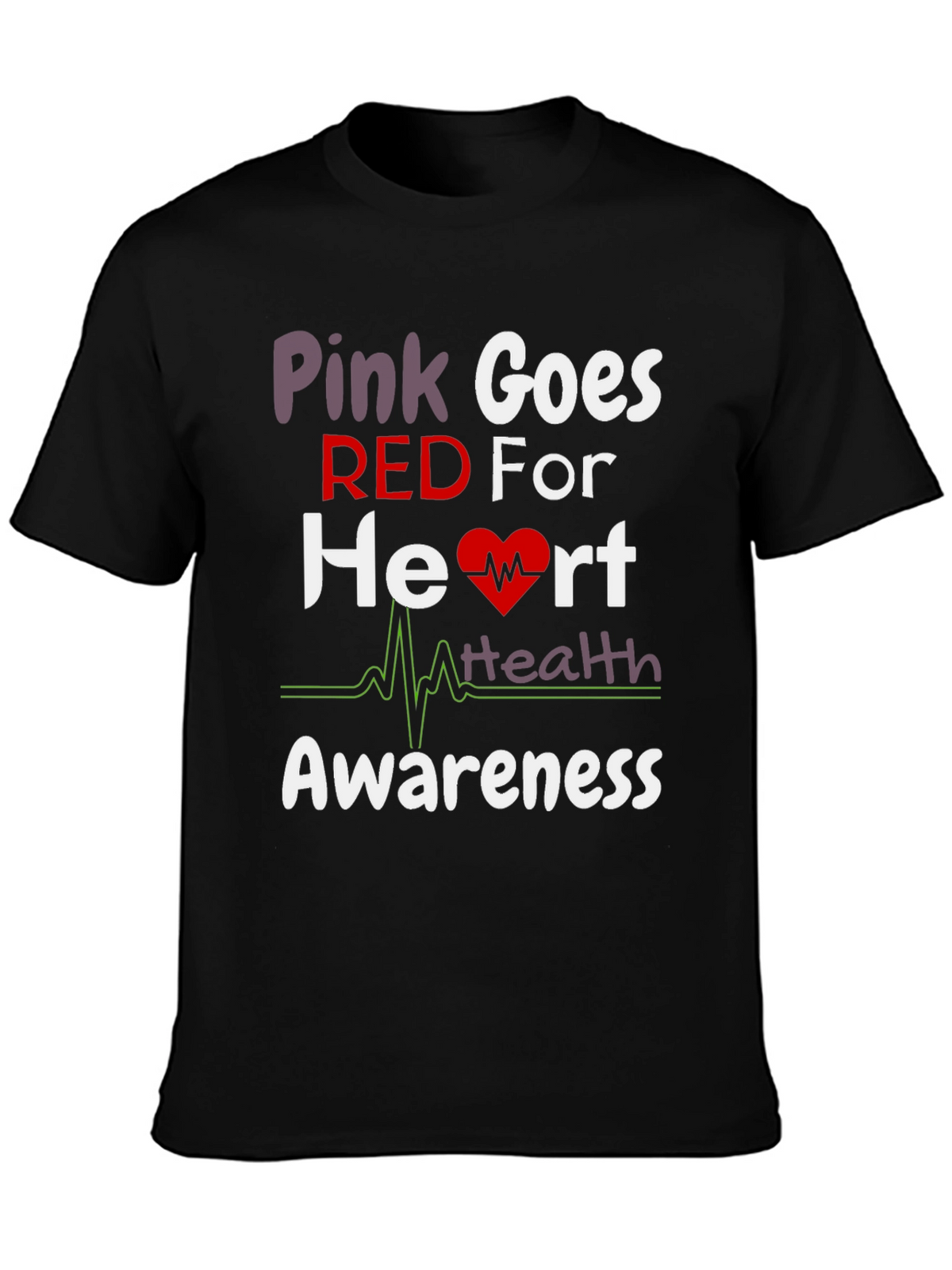 Pink Goes Red Heart Health Awareness T-Shirt