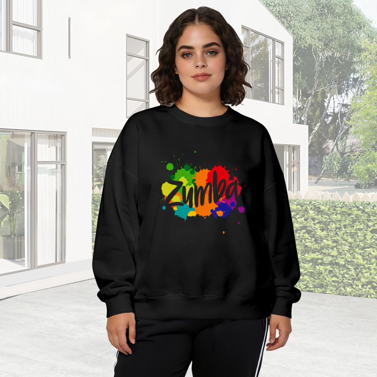 Zumba Colorful Paint?Splash Dance Vibe Crewneck Sweatshirt